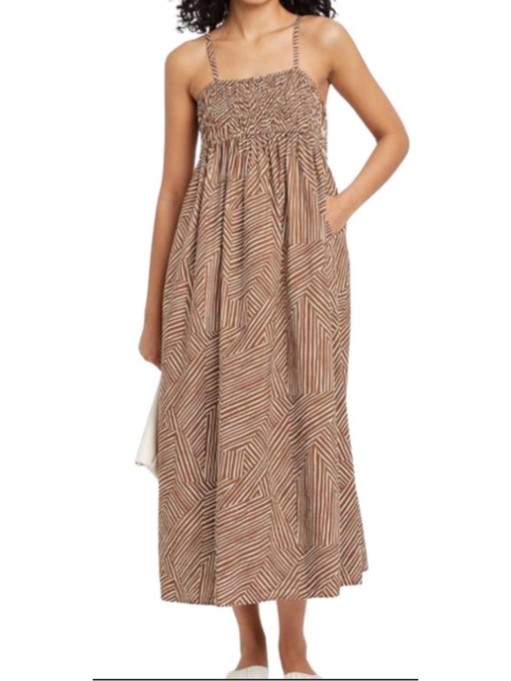 A new day, target smocked geometric stripe spaghetti strap maxi dress L
